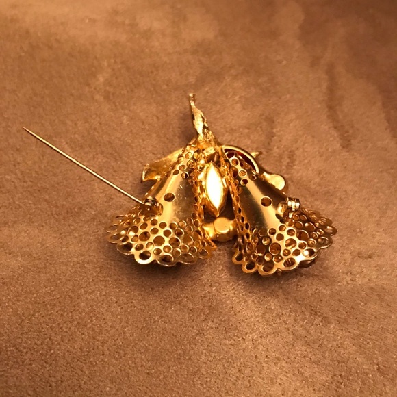 Vintage brooch red and green rhinestones - Picture 7 of 8